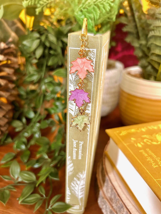 Enamel Maple Leaf Bookmark: Gold Cottagecore Autumn Reader Gift