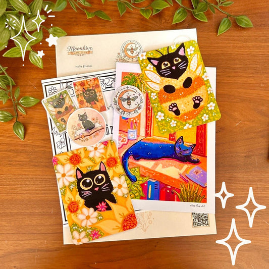 Snail Mail Print Club May Collection – Cottagecore Black Cat Stationery Bookish Bundle
