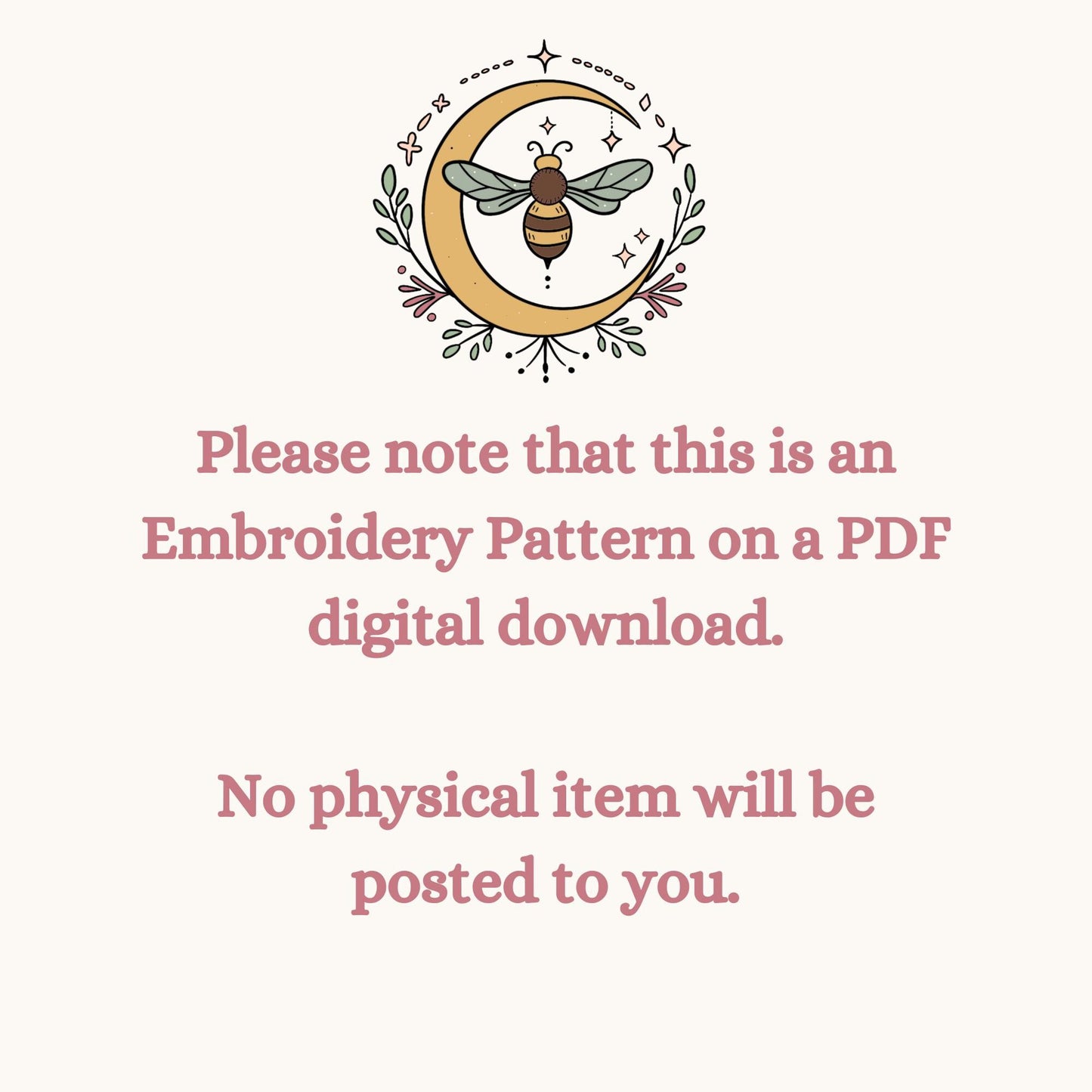 PDF Embroidery Pattern – Lunar Snake with Florals | Mystical Witchy Boho Hoop Art Design