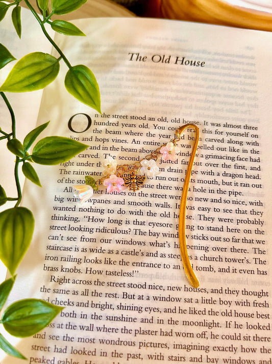 Gold Bee Bookmark: Floral Cottagecore Bookish Gift