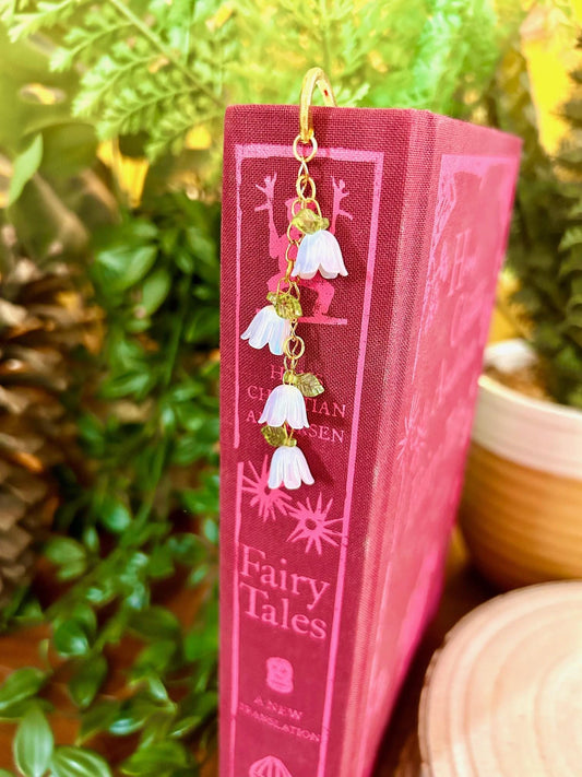 Gold Floral Bookmark: Pink Enamel Flowers, Cottagecore Book Lover Gift