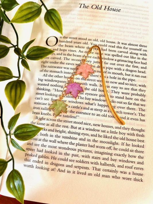 Enamel Maple Leaf Bookmark: Gold Cottagecore Autumn Reader Gift