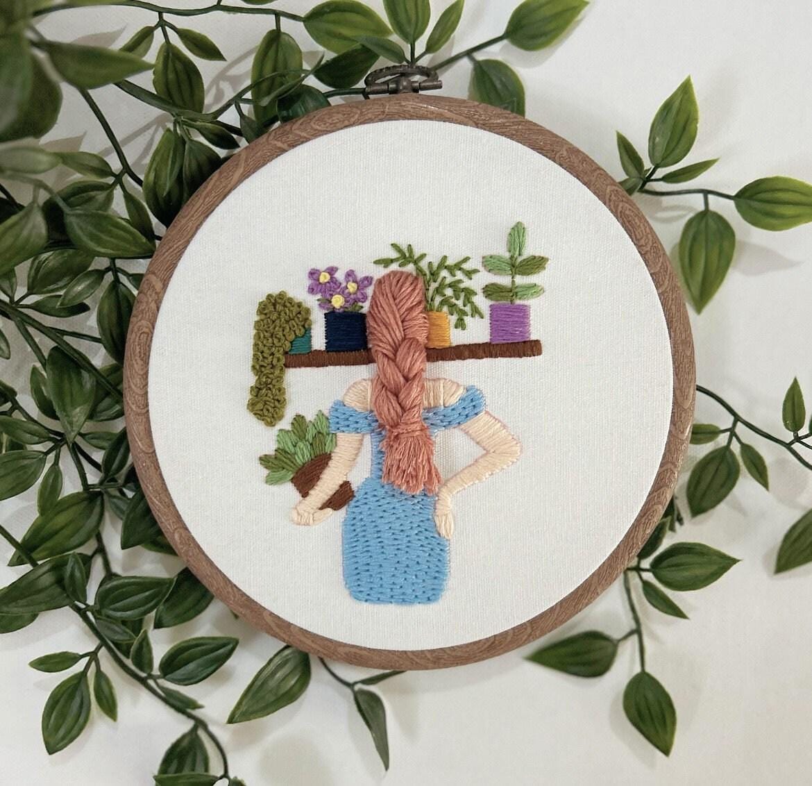 Hand Embroidery Pattern PDF – Plant Lover with 3D Braid | Botanical Hoop Art
