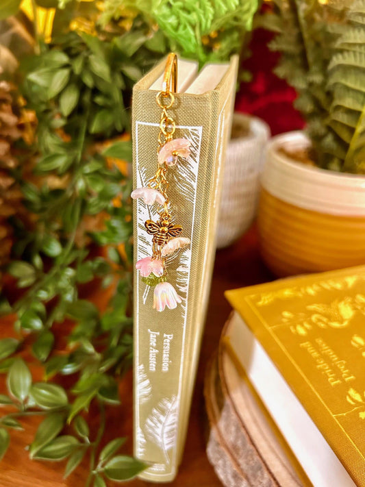 Gold Bee Bookmark: Floral Cottagecore Bookish Gift