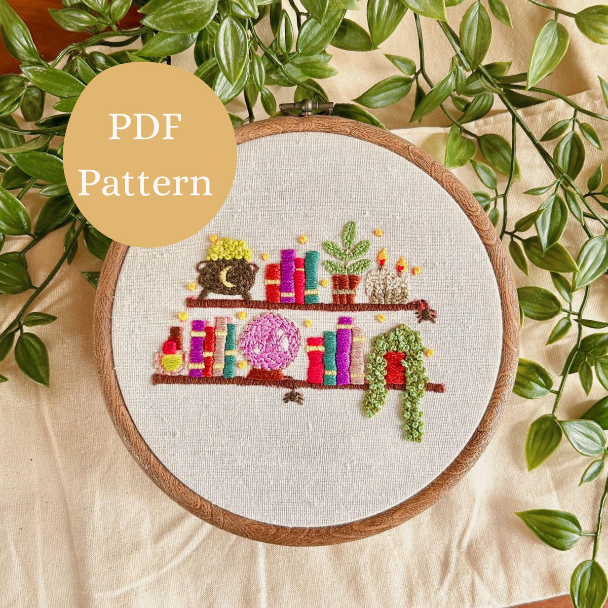 Witch Altar Embroidery Pattern: Beginner Modern Halloween DIY Spell Craft (PDF Pattern) Holiday Decor