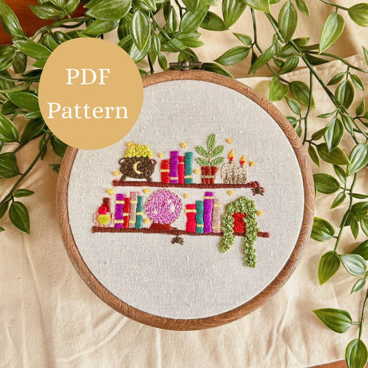 Witch Altar Embroidery Pattern: Beginner Modern Halloween DIY Spell Craft (PDF Pattern) Holiday Decor