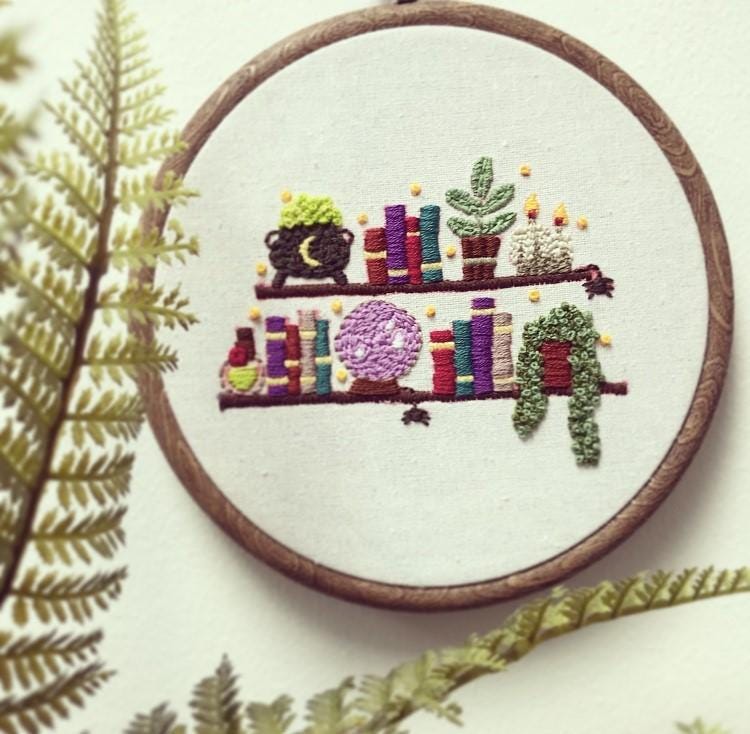 Witch Altar Embroidery Pattern: Beginner Modern Halloween DIY Spell Craft (PDF Pattern) Holiday Decor