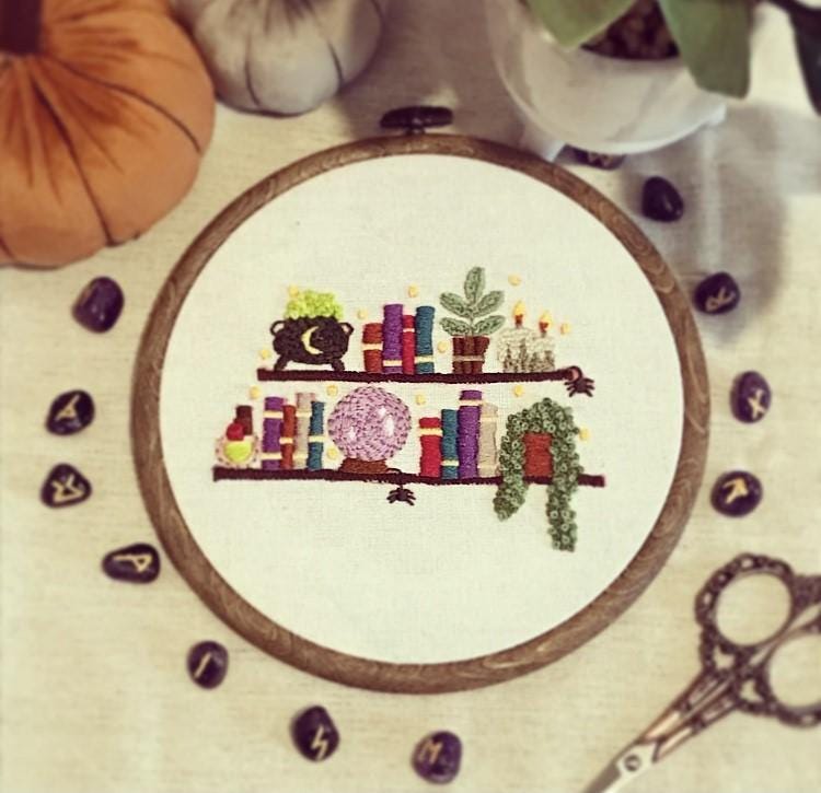 Witch Altar Embroidery Pattern: Beginner Modern Halloween DIY Spell Craft (PDF Pattern) Holiday Decor