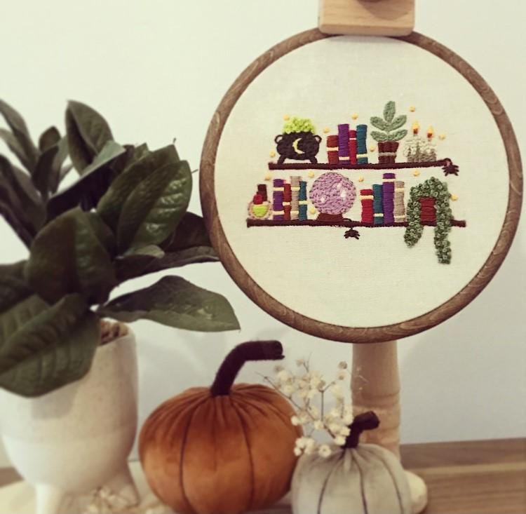 Witch Altar Embroidery Pattern: Beginner Modern Halloween DIY Spell Craft (PDF Pattern) Holiday Decor