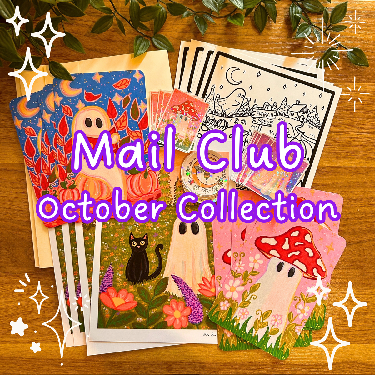 Snail Mail Print Club October Collection – Spooky Autumn Halloween Cute Ghost Art Bundle