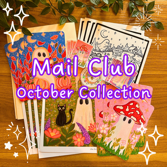 Snail Mail Print Club October Collection – Spooky Autumn Halloween Cute Ghost Art Bundle