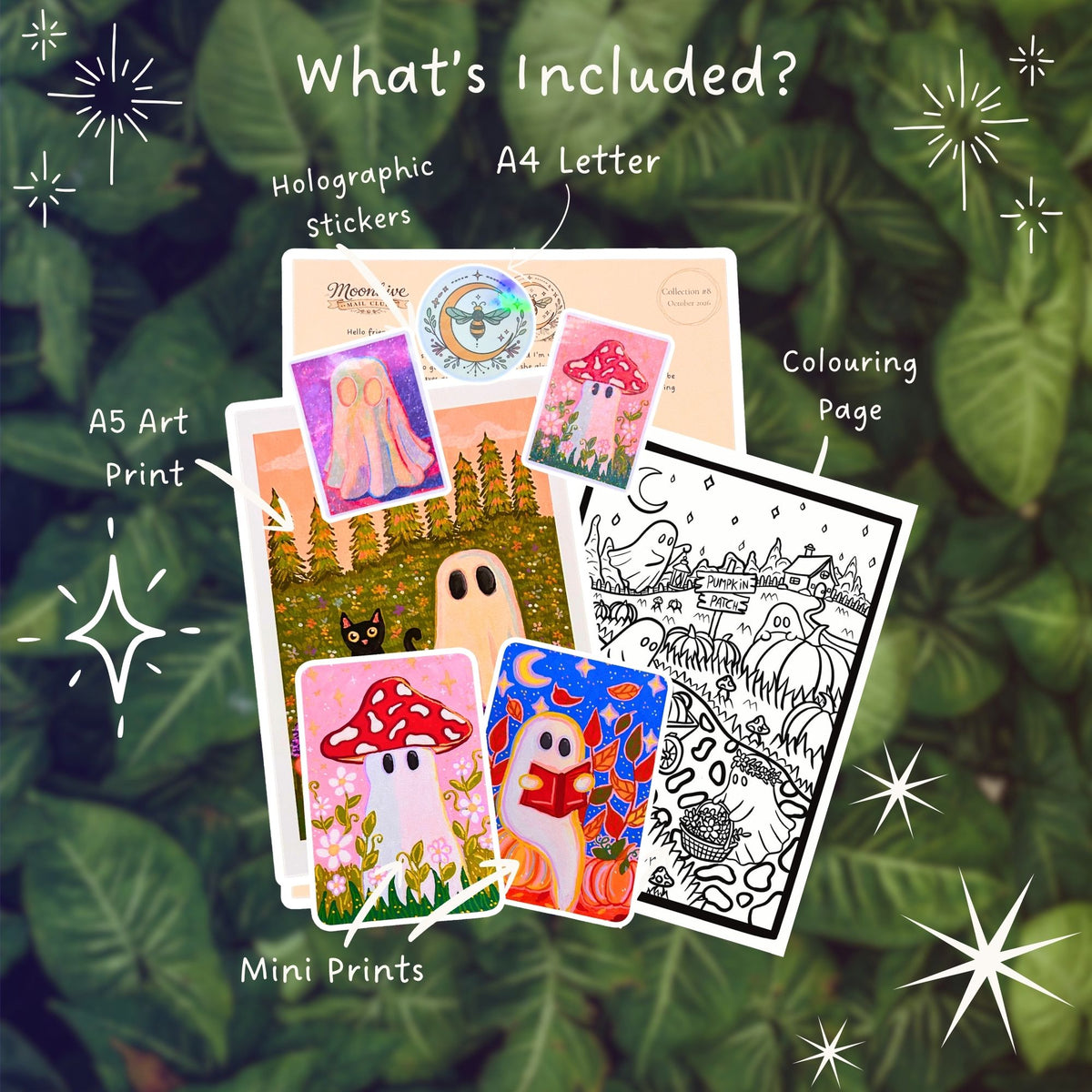 Snail Mail Print Club October Collection – Spooky Autumn Halloween Cute Ghost Art Bundle