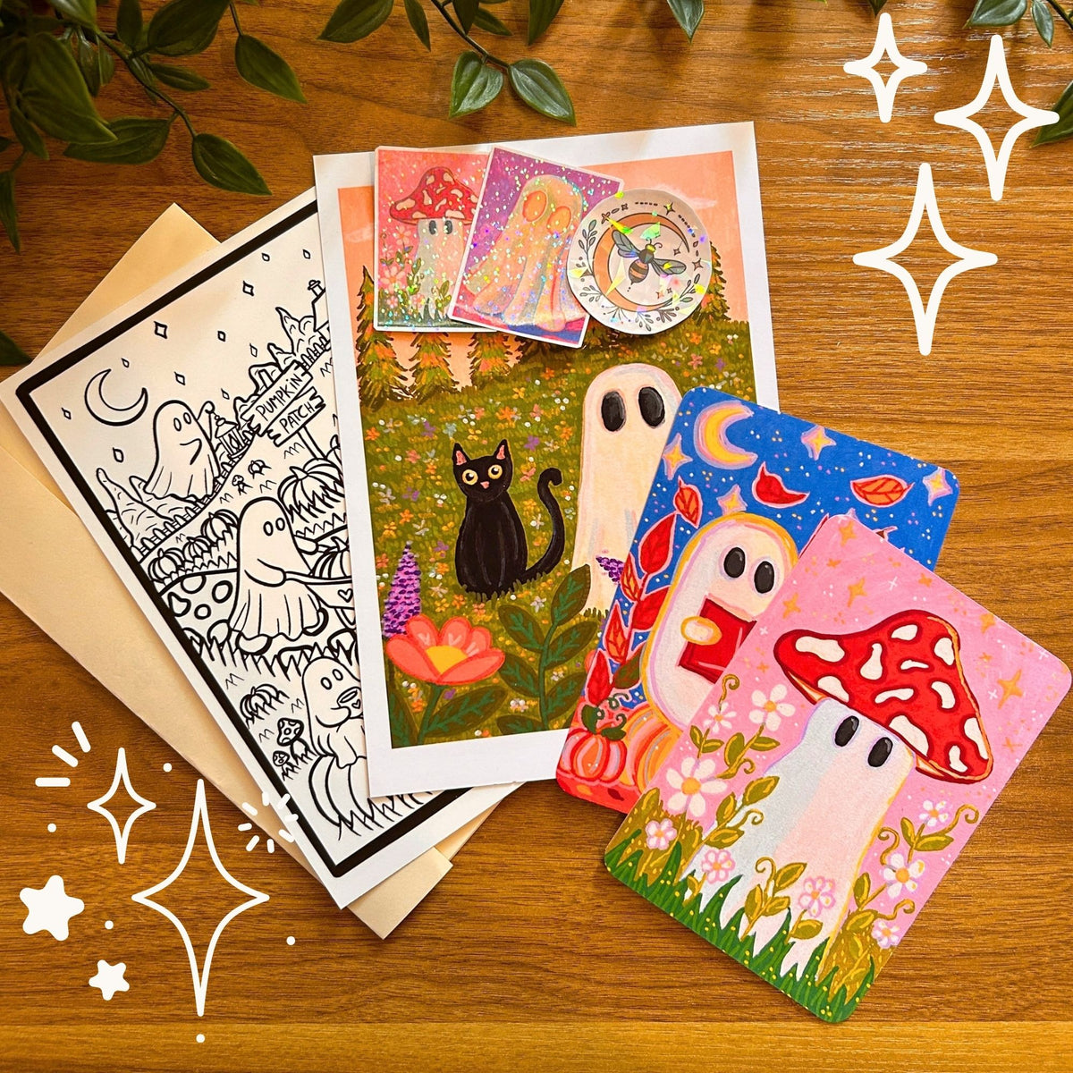 Snail Mail Print Club October Collection – Spooky Autumn Halloween Cute Ghost Art Bundle